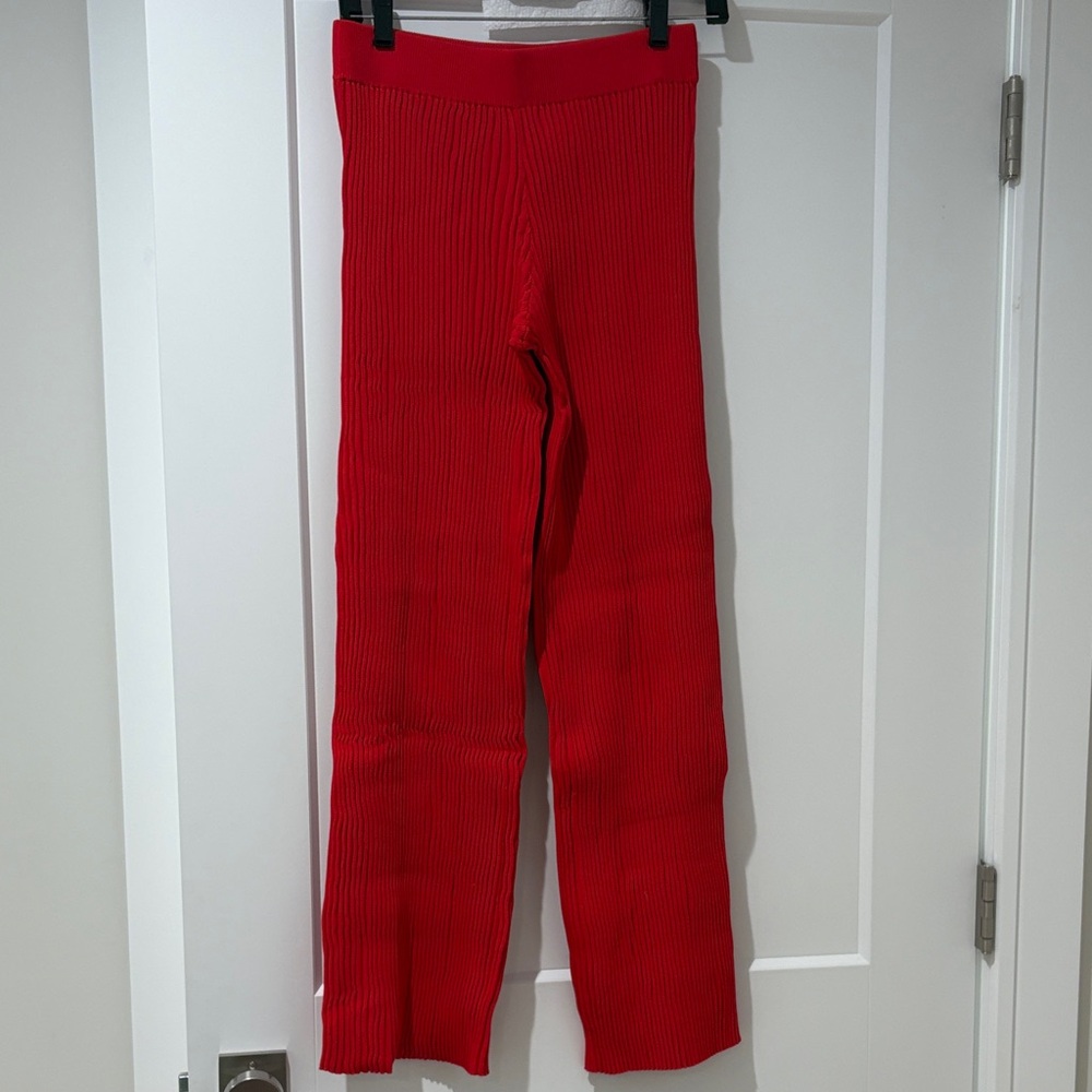 Solid & Striped Vibrant Red Ribbed “Eloise” Pants
